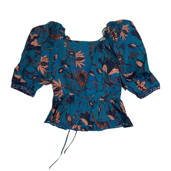 NWOT ULLA JOHNSON Carlotta Blouse in Lagoon U112 - Picture 12 of 12